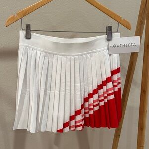 Athleta White and Red Pleated Mini Skirt